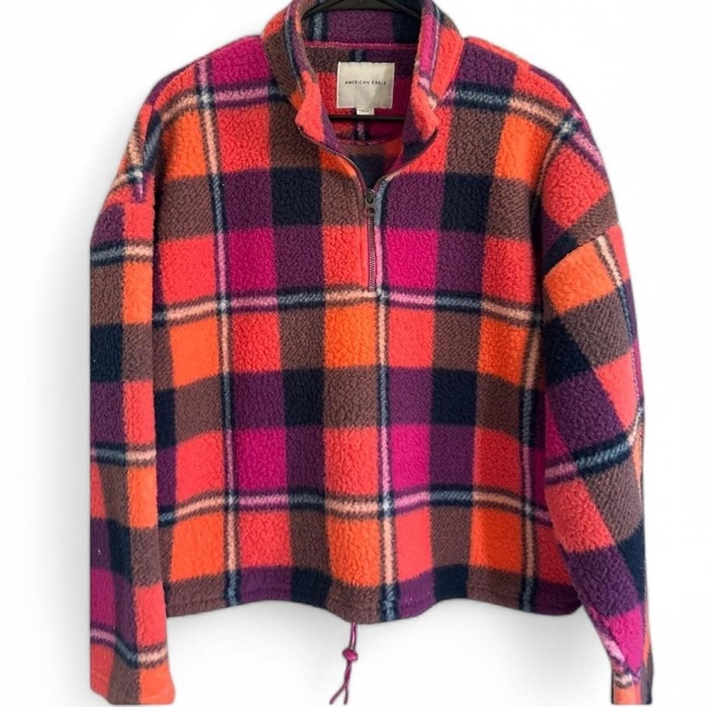 American Eagle Outfitters Quarter Zip Cropped Fleece Pullover